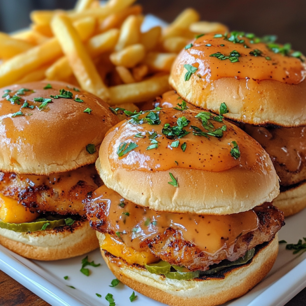 THE SPICY PEACH GLAZED CHIKN SLIDERS OR PO’ BOY