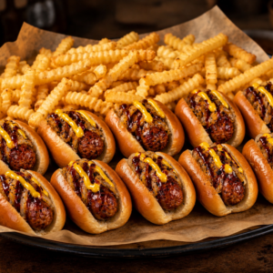 Pan Of Bear Down Mini Hot Link Sandwiches